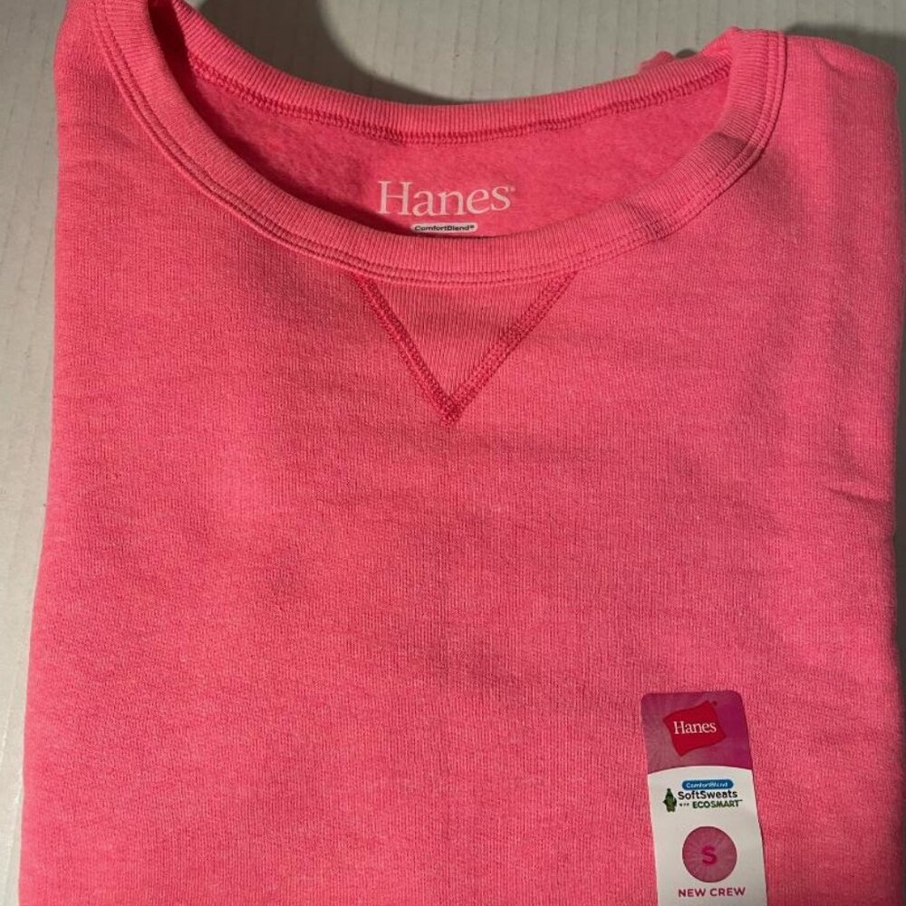 2 PK HANES Pink Comfort Blend Sweatshirt Girls Small Plus Children Crew Neck NEW